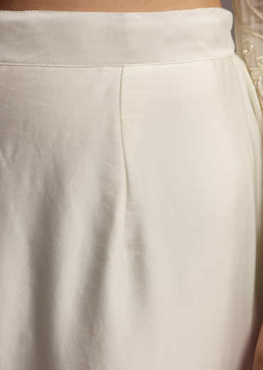 White Organza Kurta Set With Moti Work