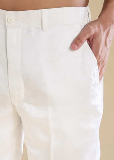 White Silk Blend Mens Kurta Set with Bandhani Dupatta