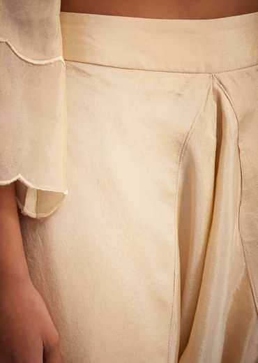 White Tissue Embroidered Dhoti Set