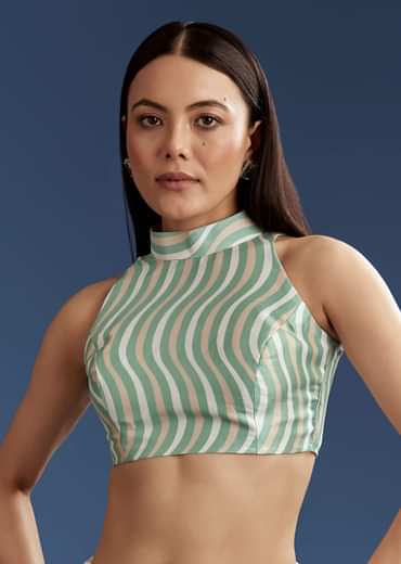 White Tissue Saree With Contrast Border