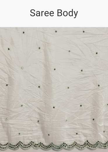 White Tissue Saree With Contrast Border