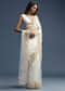 White Tissue Saree With Floral Cutdana Embroidery