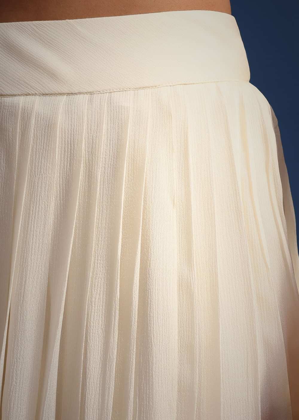 White Chiffon Kurta And Palazzo Set With Cutdana And Sequin Work