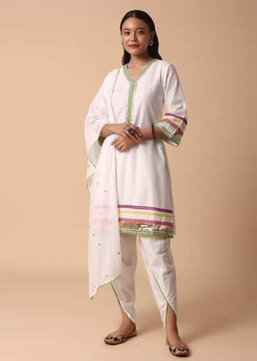 White Cotton Kurta Dhoti Set