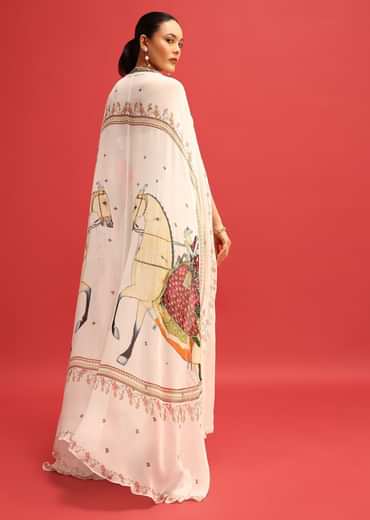 White Embroidered Georgette Jumpsuit