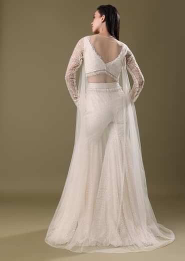 White Embroidered Sharara And Jacket