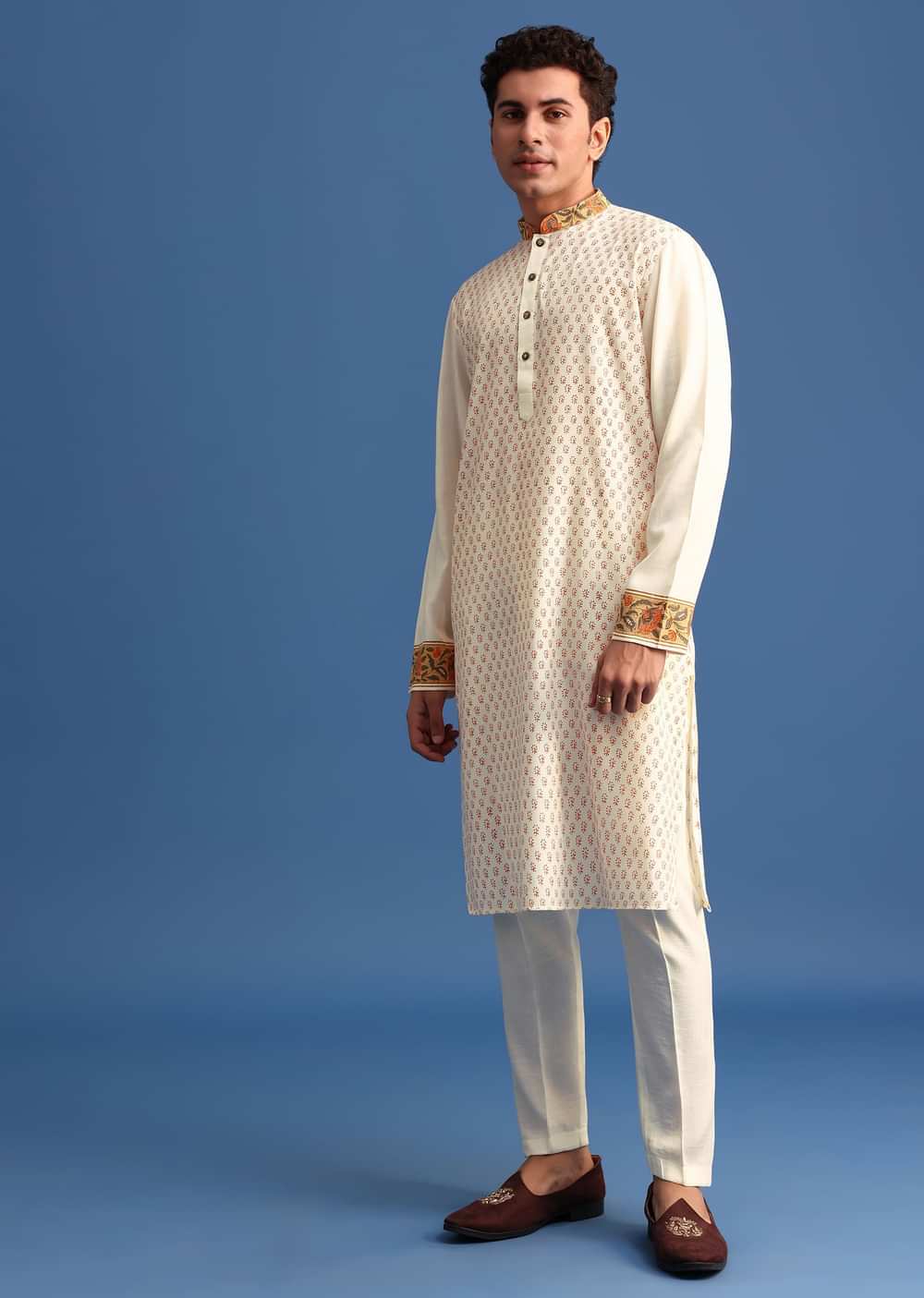 White Hand Block Printed Kurta Set