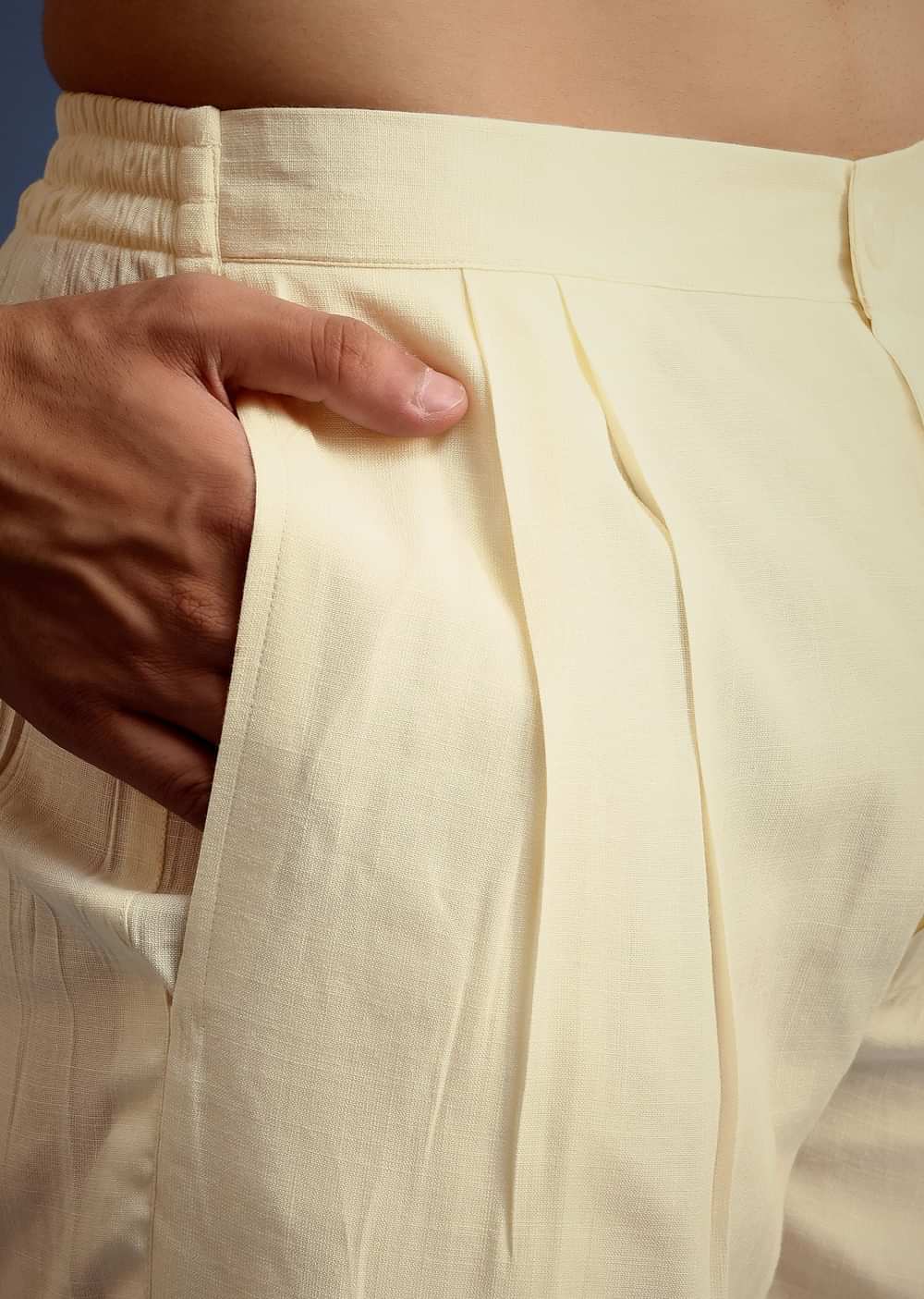 White Hand Block Printed Kurta Set With Zari Embroidery