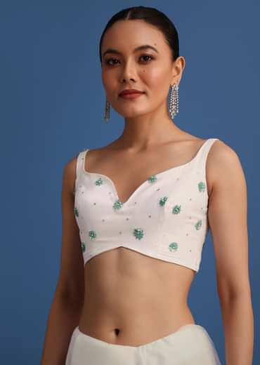 White Net Cutdana And Sequin Embroidered Saree