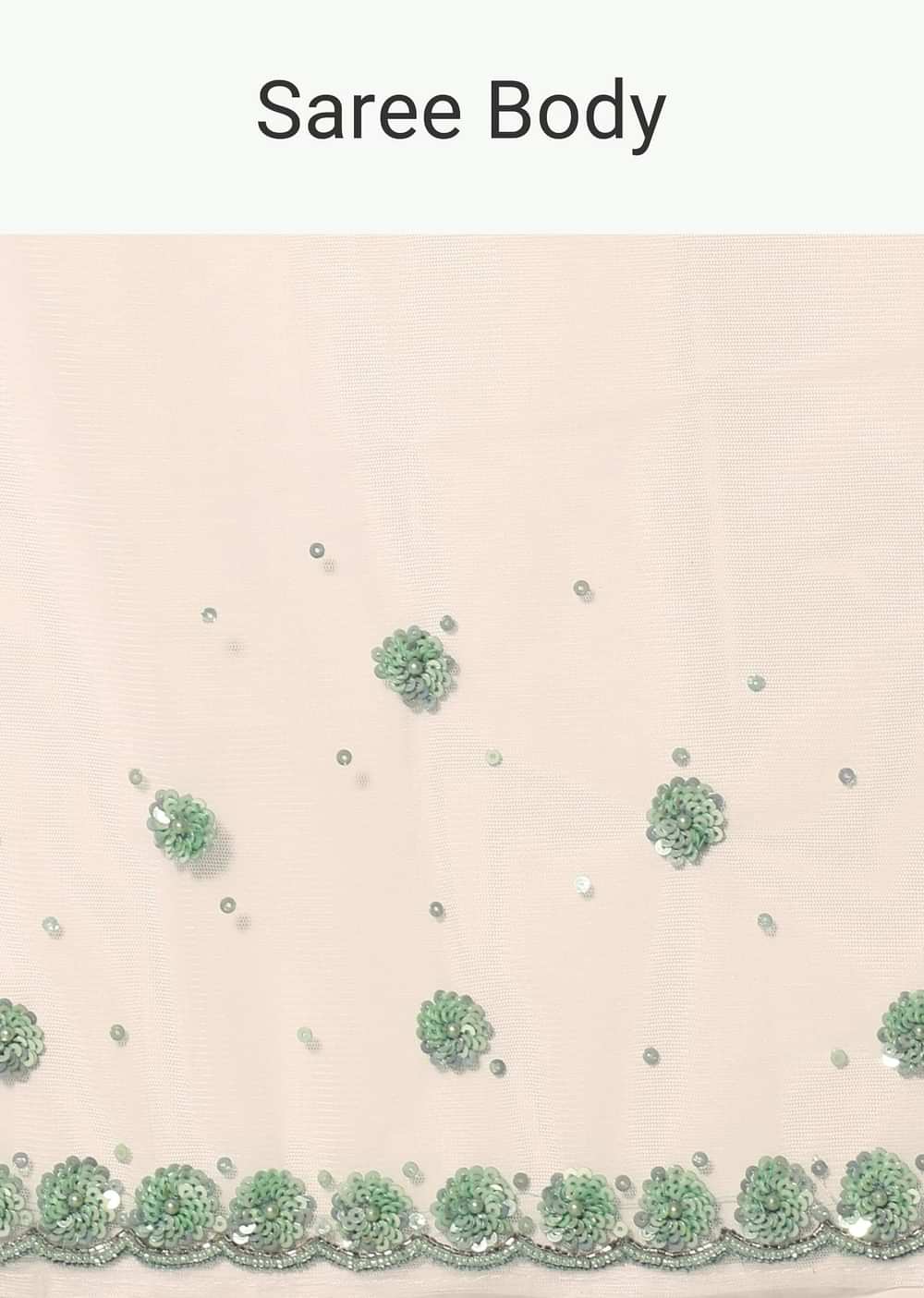 White Net Cutdana And Sequin Embroidered Saree