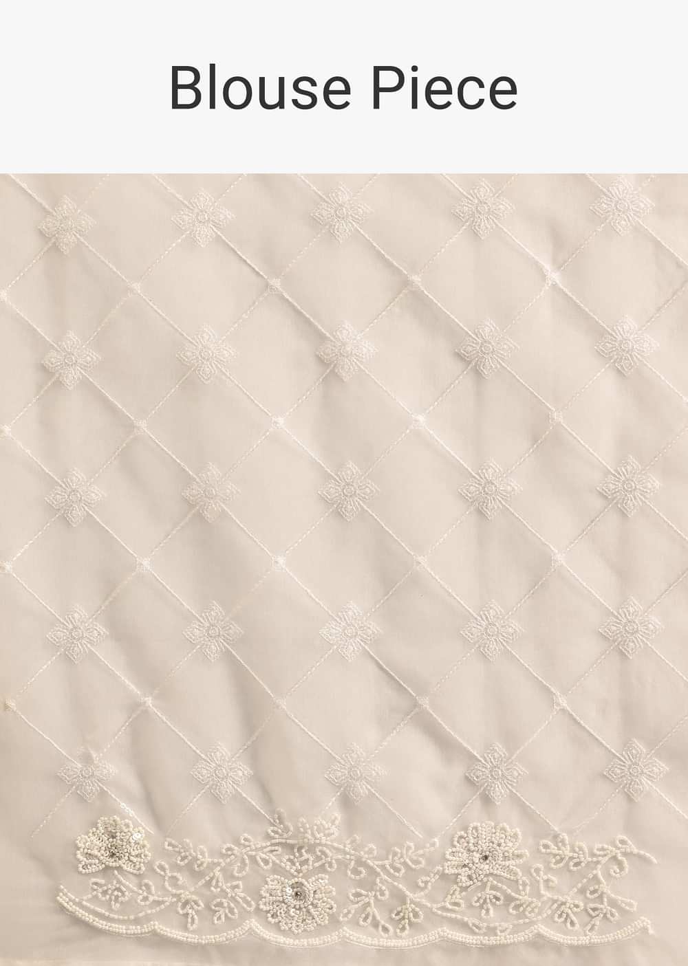 White Organza Saree With Cutdana And Sequin Embroidery