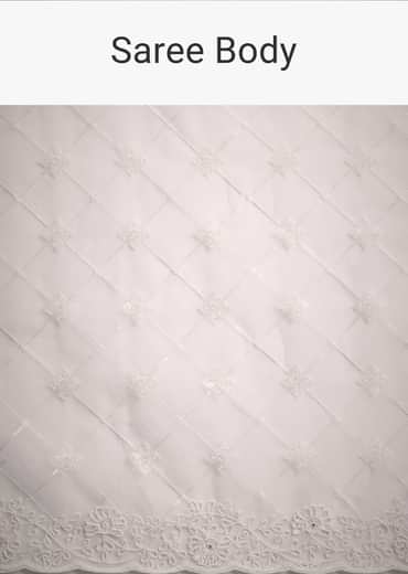White Organza Saree With Cutdana And Sequin Embroidery