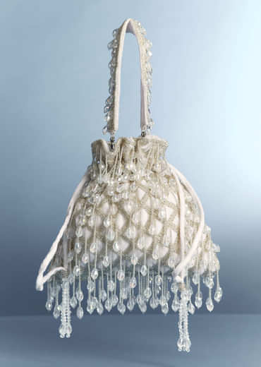 White Potli With Bead Work