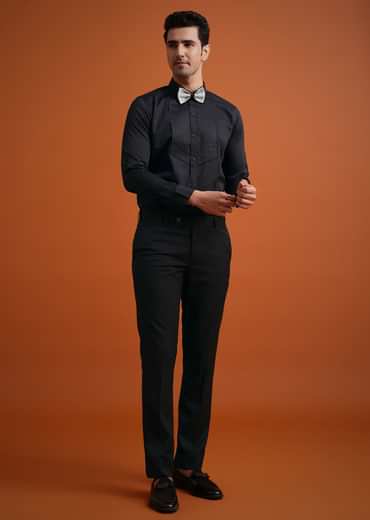 White Terry Rayon Textured Tuxedo Set