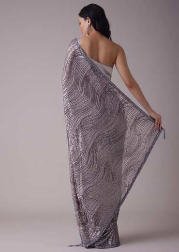 Grey Sequins Saree With An Embellished Border