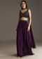 Wine Crepe Crop Top With Embroidered Palazzo And Choker Dupatta