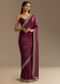 Wine Crushed Tissue Saree With Cutdana And Stone Embroidery