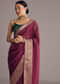 Wine Dola Silk Saree With Woven Border And Pallu