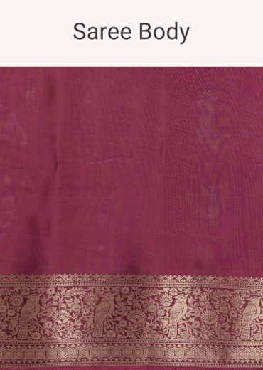 Wine Dola Silk Saree With Woven Border And Pallu