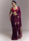 Wine Jacquard Silk Woven Saree With Brocade Work And Embroidery