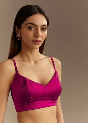 Wine Satin Sequins Saree With Zardosi Cutdana Embroidery And Scallop Border