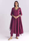 Wine Silk Anarkali Suit With Sequins And Cutdana Work
