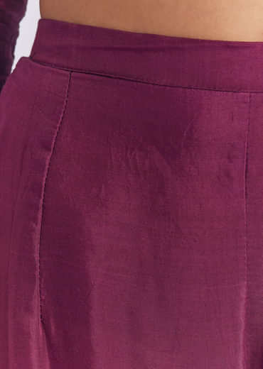 Wine Silk Anarkali Suit With Sequins And Cutdana Work