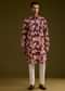 Wine Silk Floral Printed Kurta Set With Stone Work