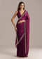 Wine Silk Saree With Stone And Sequin Embroidery