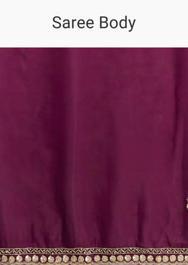 Wine Silk Saree With Stone And Sequin Embroidery