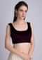 Wine Sleeveless Blouse In Velvet With U Neckline