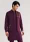 Wine Suiting Jacket Kurta Set With Metal Accents