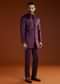 Wine Velvet Jodhpuri Kurta Trouser Set With Zari Embroidery