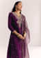 Wine Zardosi Work Dola Silk Kurta Suit With Organza Dupatta