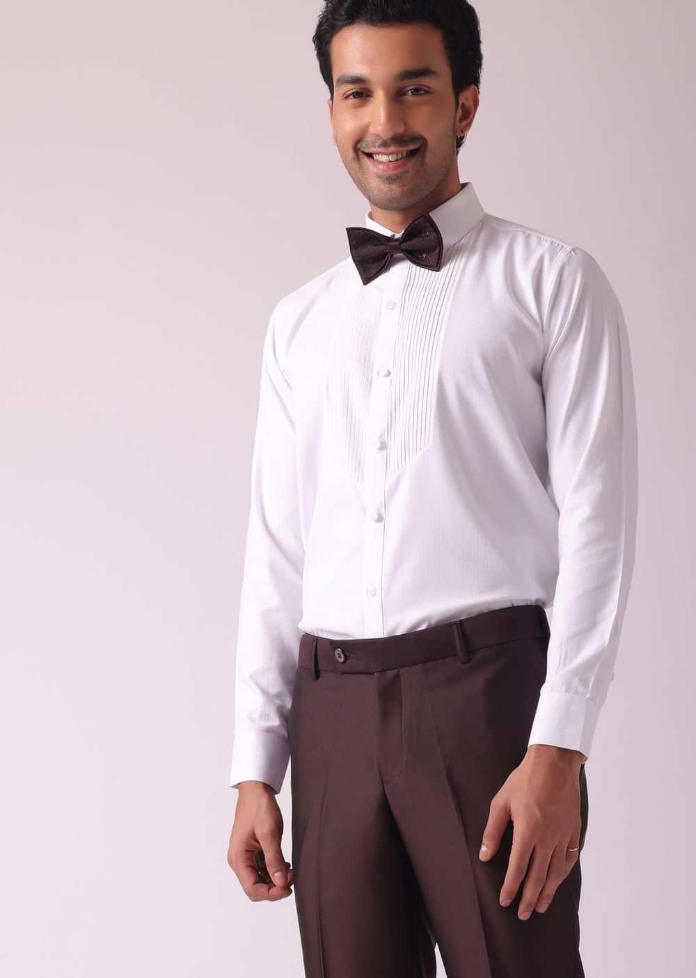 Wine Blazer And Pant Set In Terry Rayon Fabric