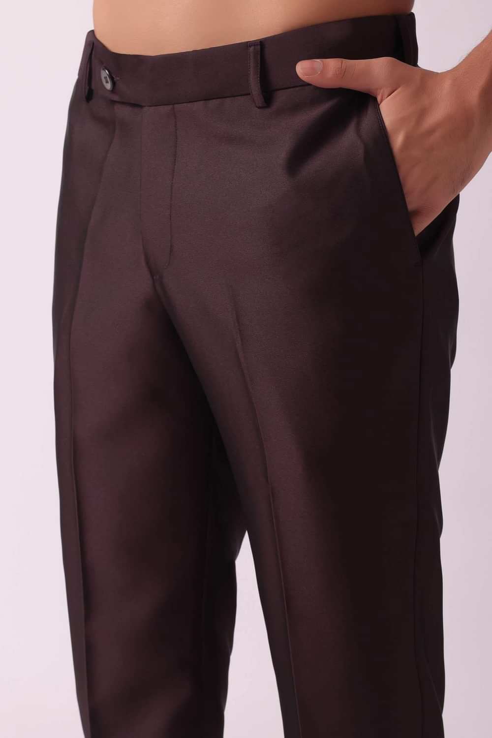 Wine Blazer And Pant Set In Terry Rayon Fabric