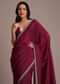 Wine Crushed Tissue Saree With Stone Embellished Border