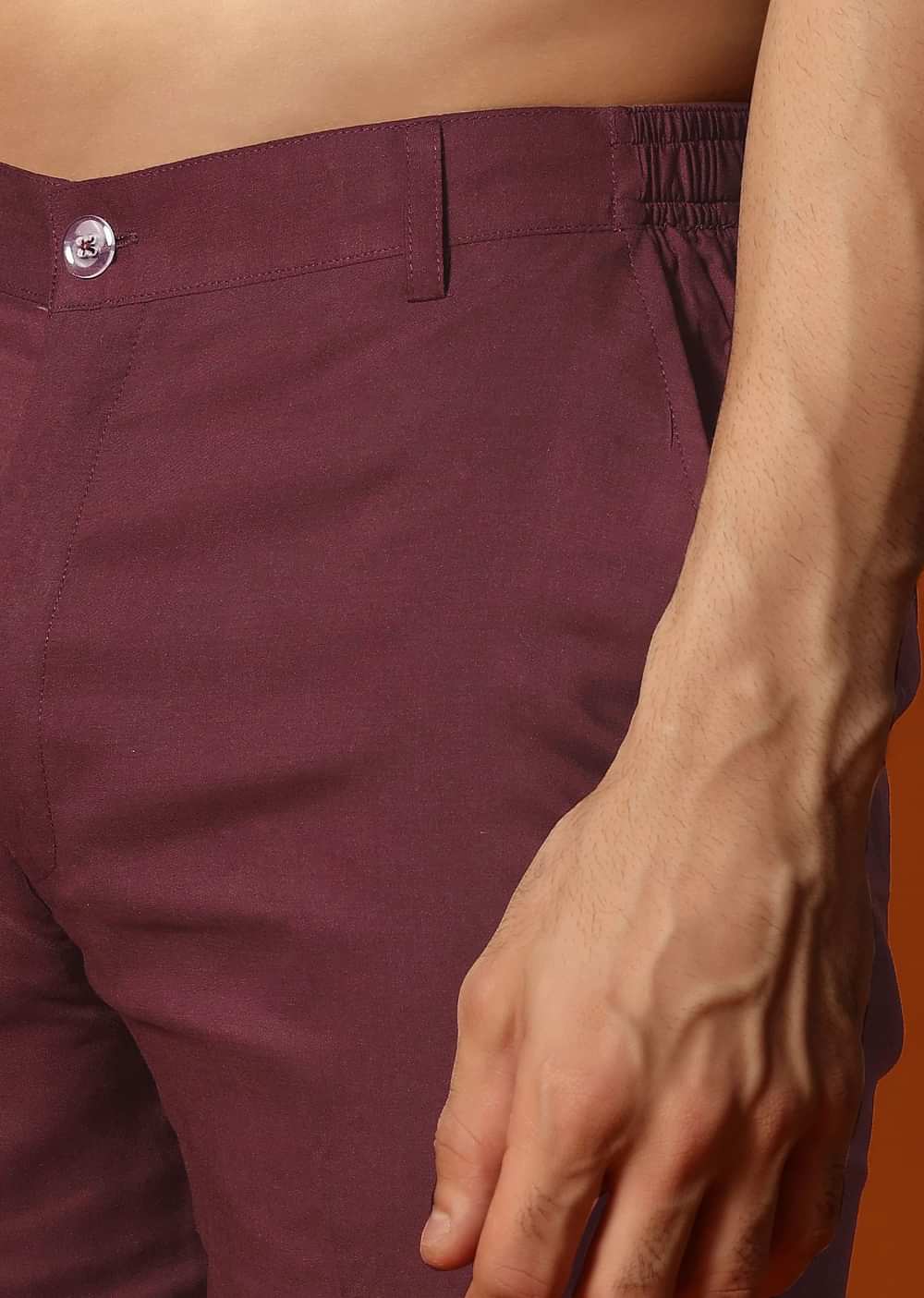 Wine Embroidered Kurta Jacket Set For Men