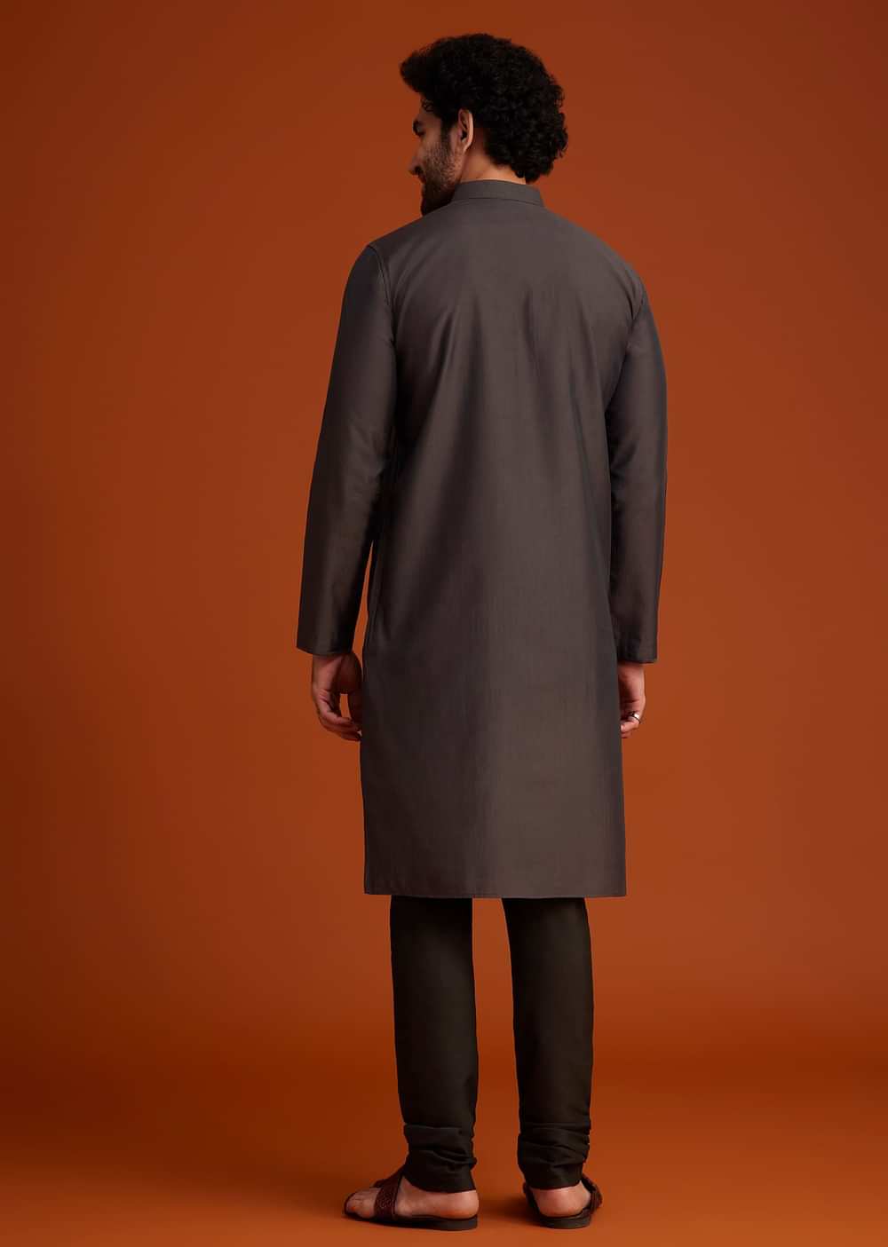 Wine Kurta Pajama Set With Contrast Panel Design