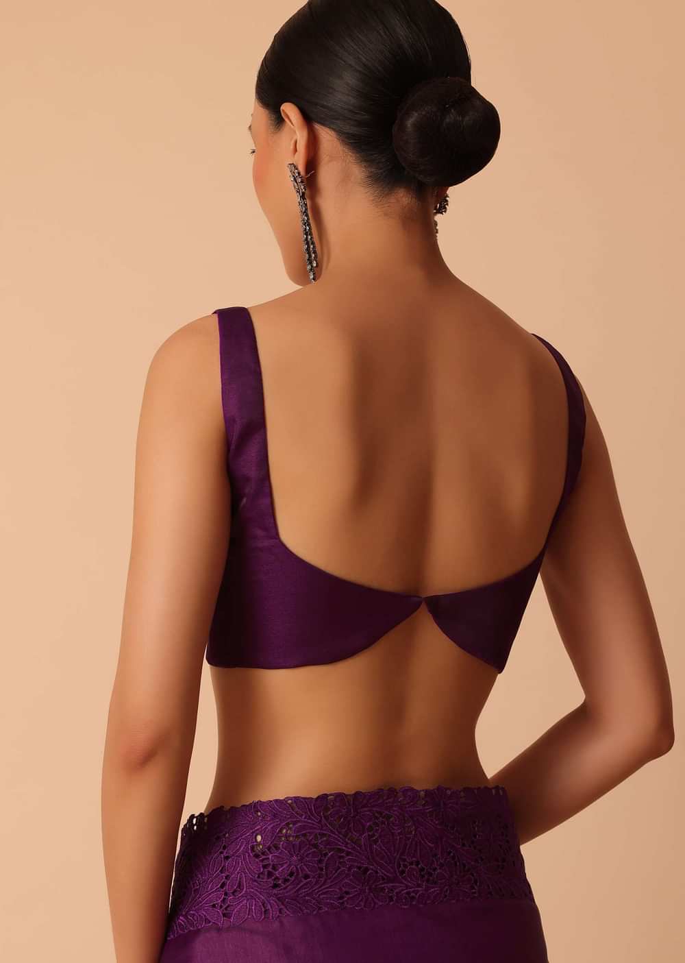 Wine Tussar Saree With Lace Border And Unstitched Blouse Piece