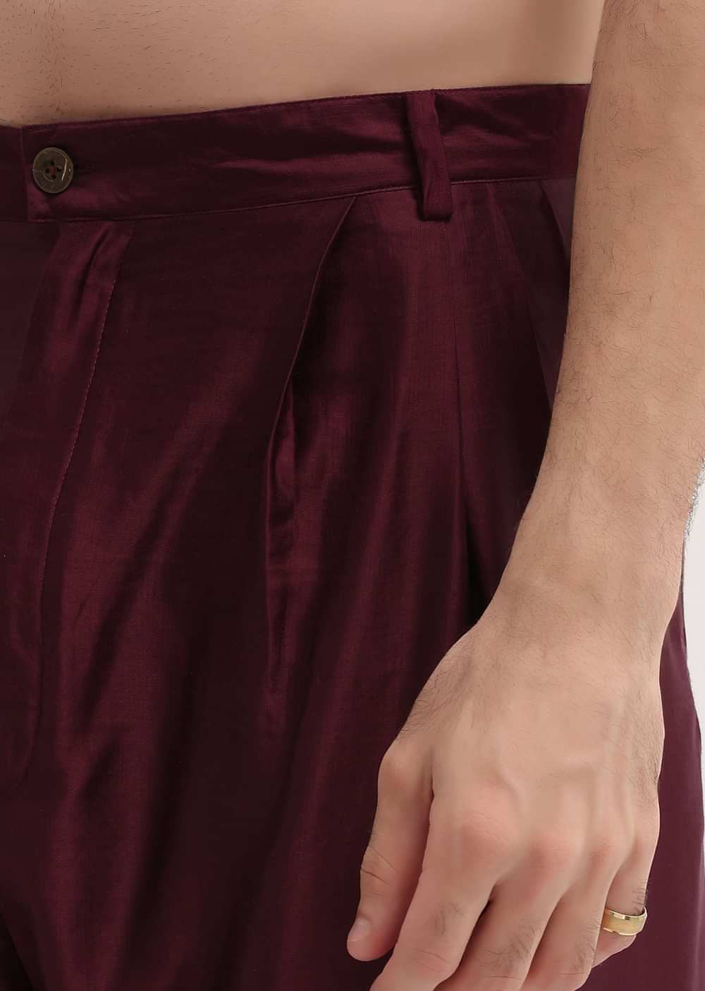 Wine Patola Printed Kurta Jacket Set For Men