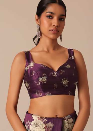 Wine Printed Tussar Silk Saree With Unstitched Blouse Piece