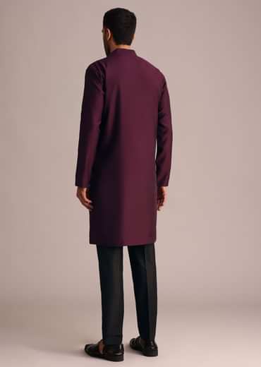 Wine Resham Work Kurta Set