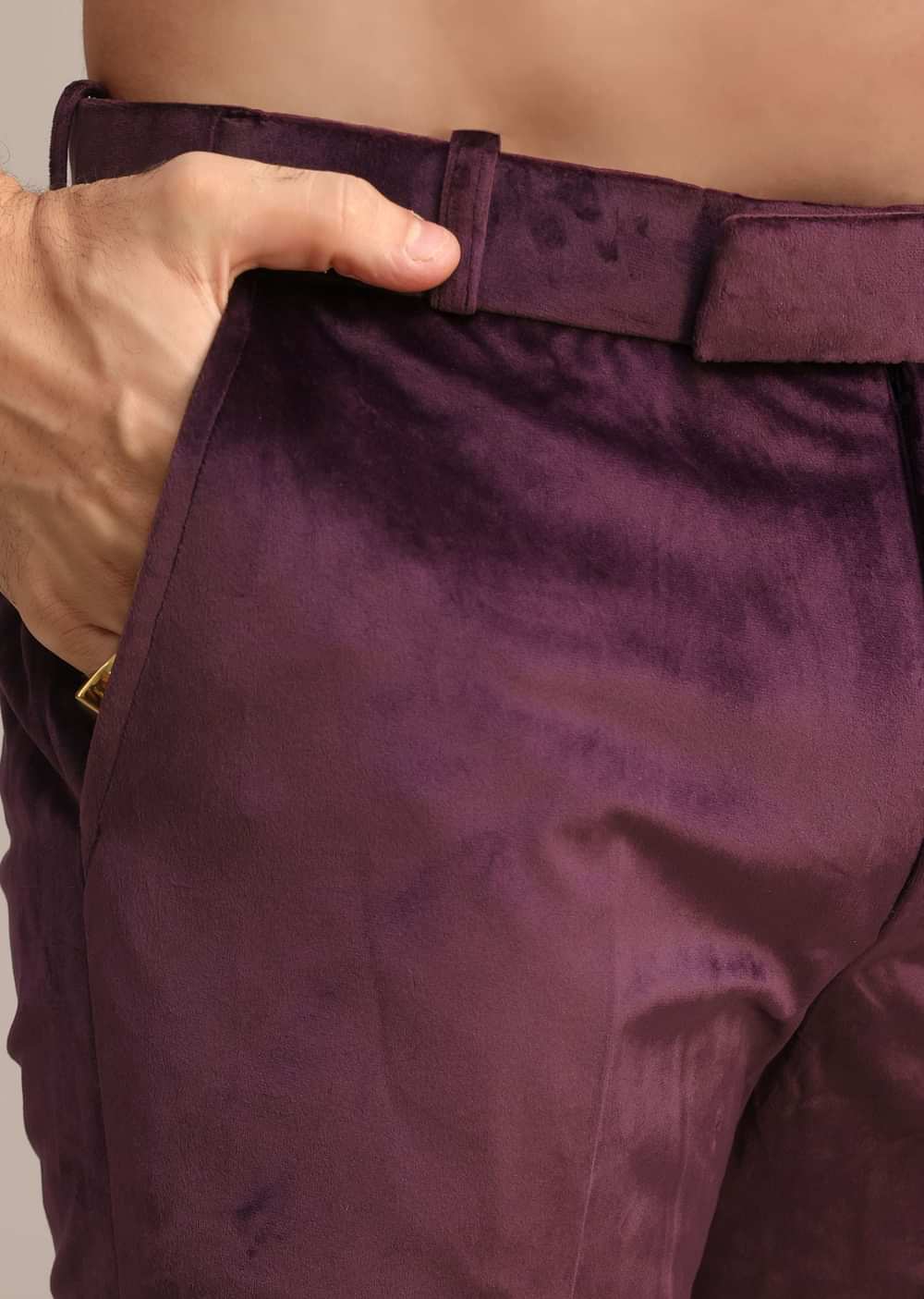 Wine Suede Jodhpuri Set With Patch Work