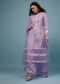 Lavender Purple Embroidered Palazzo Suit In Viscose Silk