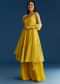 Yellow A Line Georgette Kurta Palazzo Suit