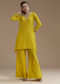 Yellow Asymmetric Kurta and Palazzo Set