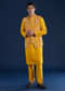 Yellow Banarasi Silk Jacket Kurta Set with Zardozi Work