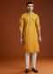 Yellow Banarasi Silk Kurta Pant Set