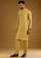 Yellow Banarasi Silk Kurta Set For Men With Resham Work